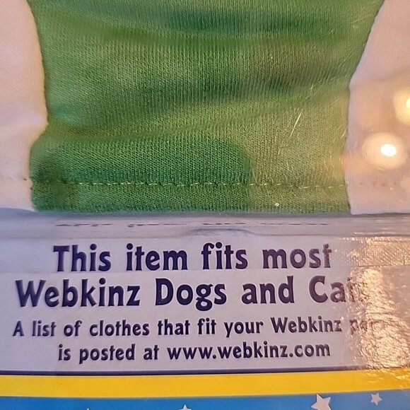 Webkinz Green and White Fleecy Shirt Top with Online Code from Ganz Plush - Picture 2 of 4